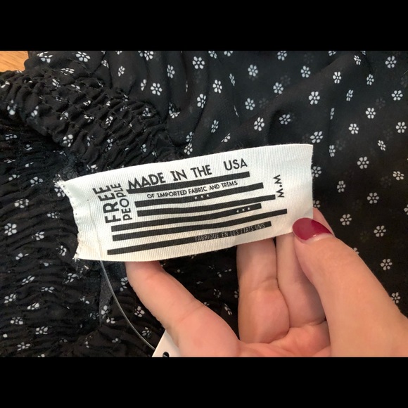 Free People Sheer Mock Neck Black & White flowy top - Picture 8 of 11